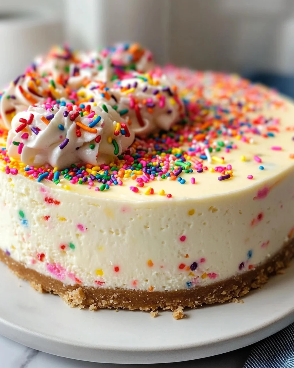 Bunter Funfetti Geburtstagskäsekuchen – fix & ohne Backen!