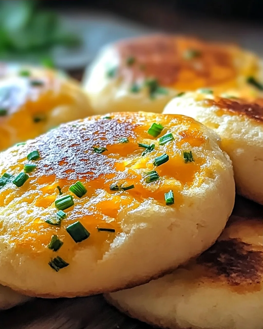 Cheddar Schnittlauch Englisch Muffins frisch gebacken