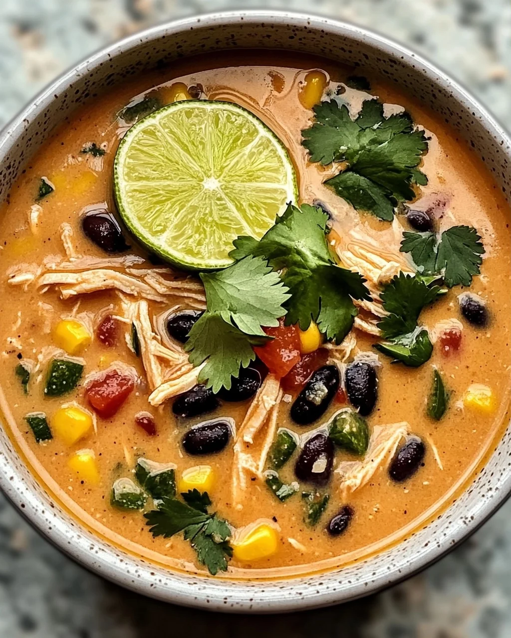Einfache Hähnchen-, Poblano- und schwarze Bohnensuppe