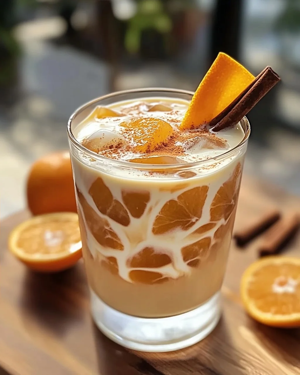 Erfrischender Eiskaffee mit Orange und Zimt für heiße Tage
