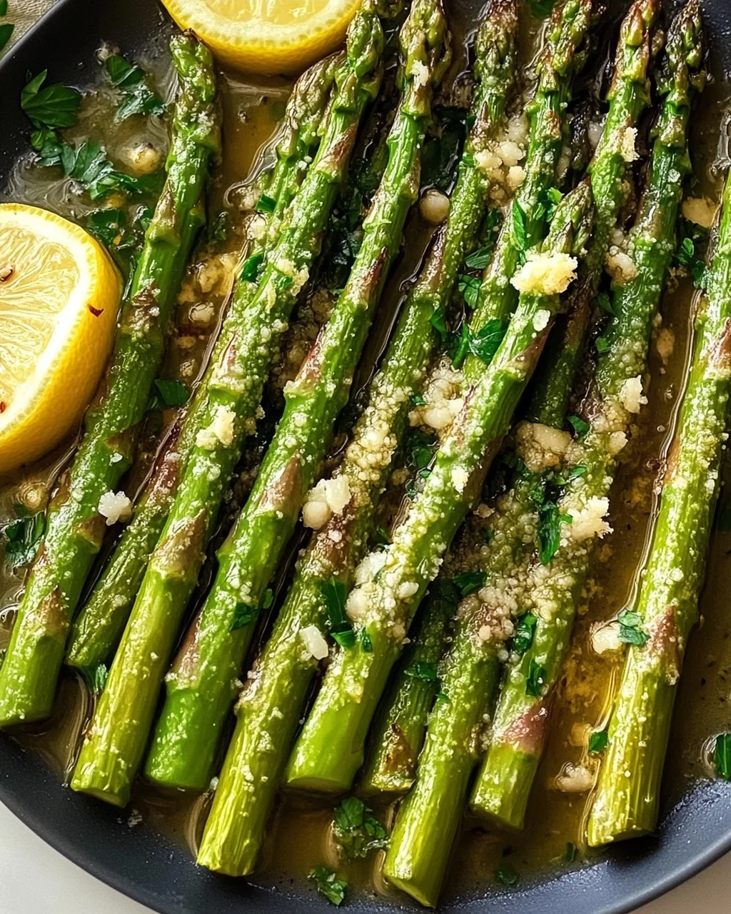 Fried Green Asparagus with Garlic and Lemon Recipe
