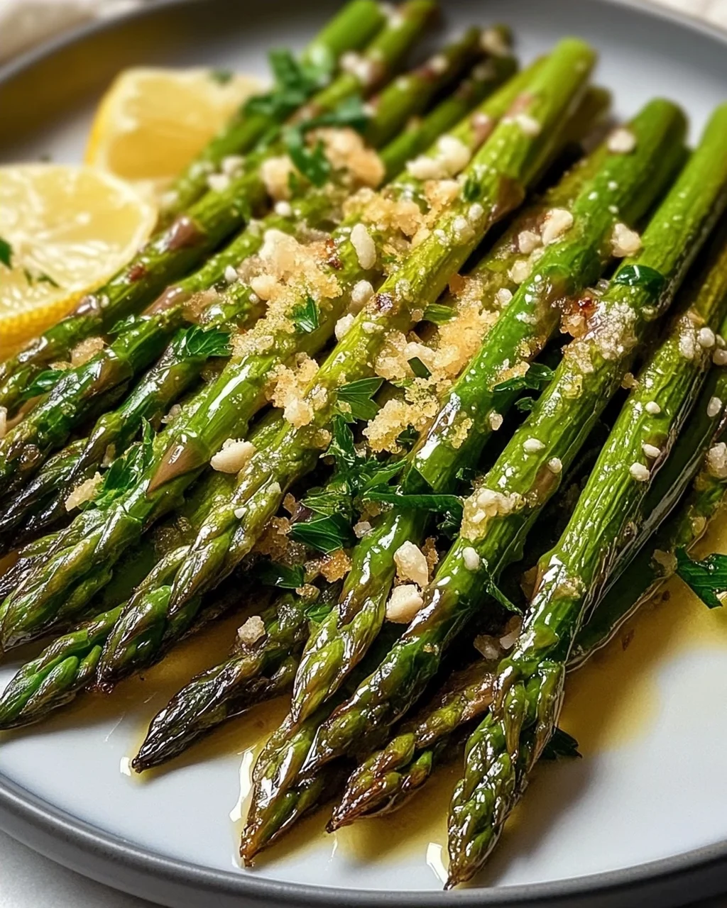 Fried Green Asparagus with Garlic and Lemon Recipe