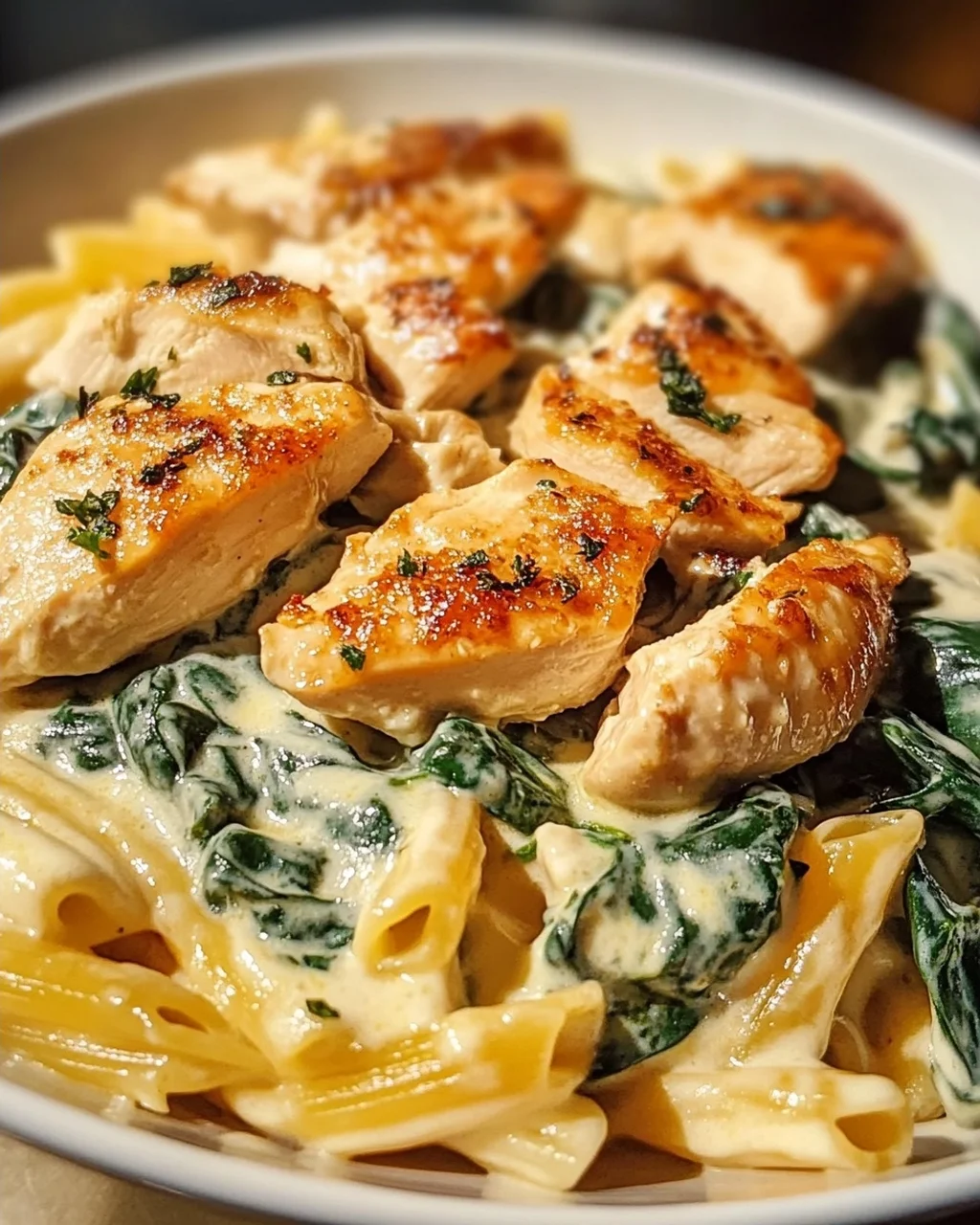 Frischkäse Spinat Hähnchen Pasta – Cremig und lecker genießen!