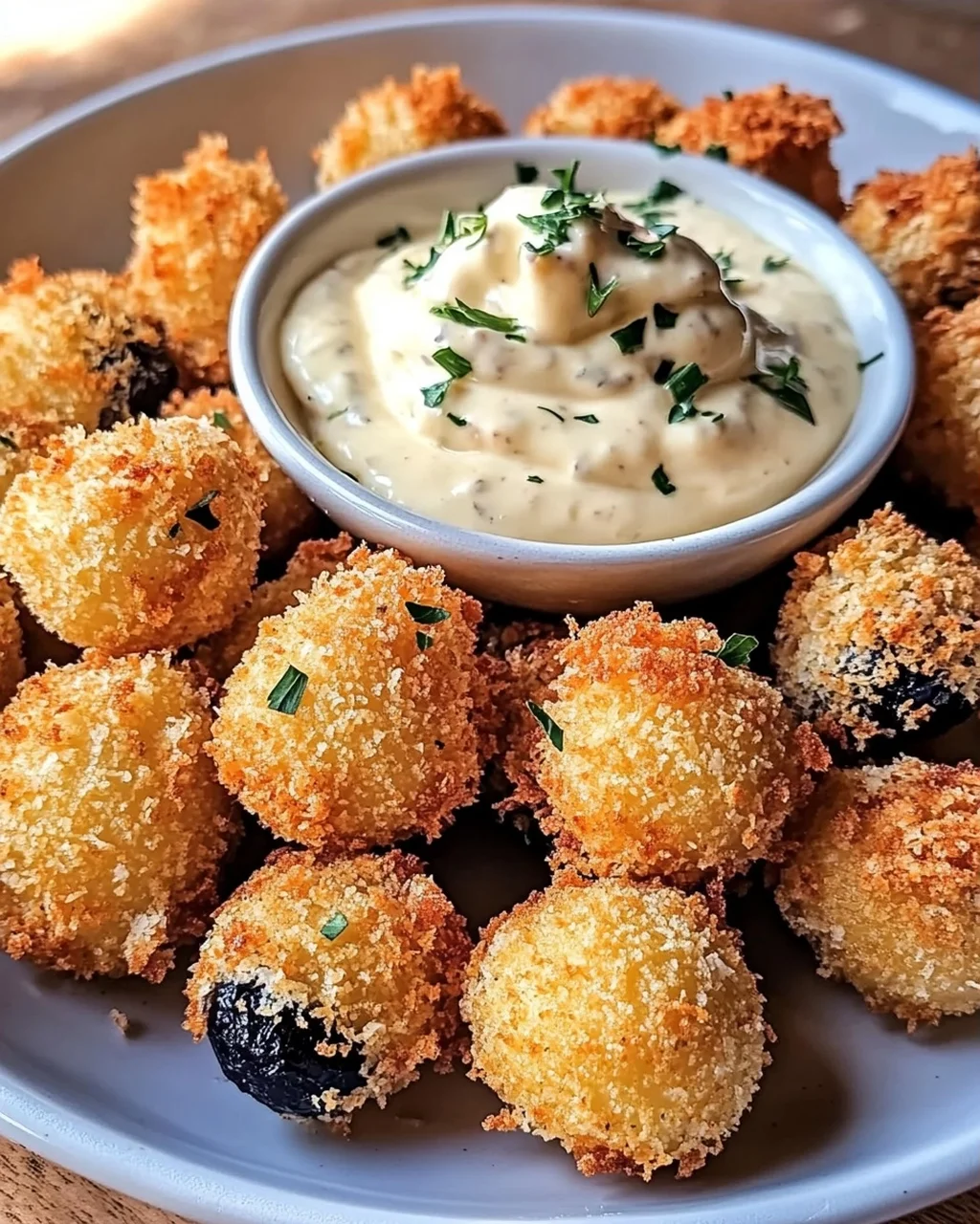 Frittierte Oliven mit Knoblauch-Aioli selbst gemacht