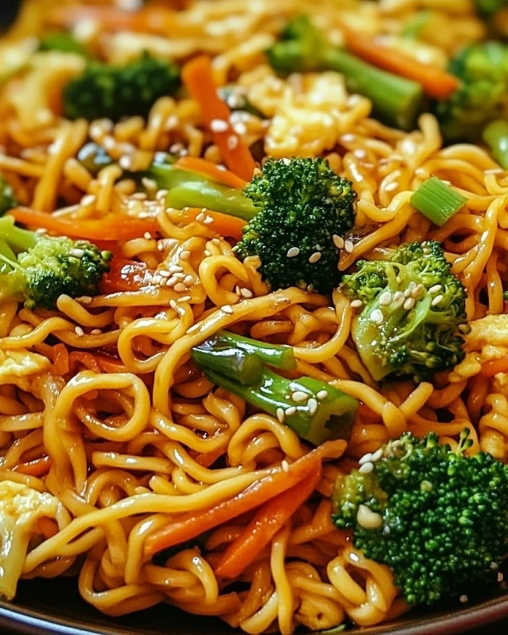Gebratene Nudeln mit Gemüse und Ei - asiatisch