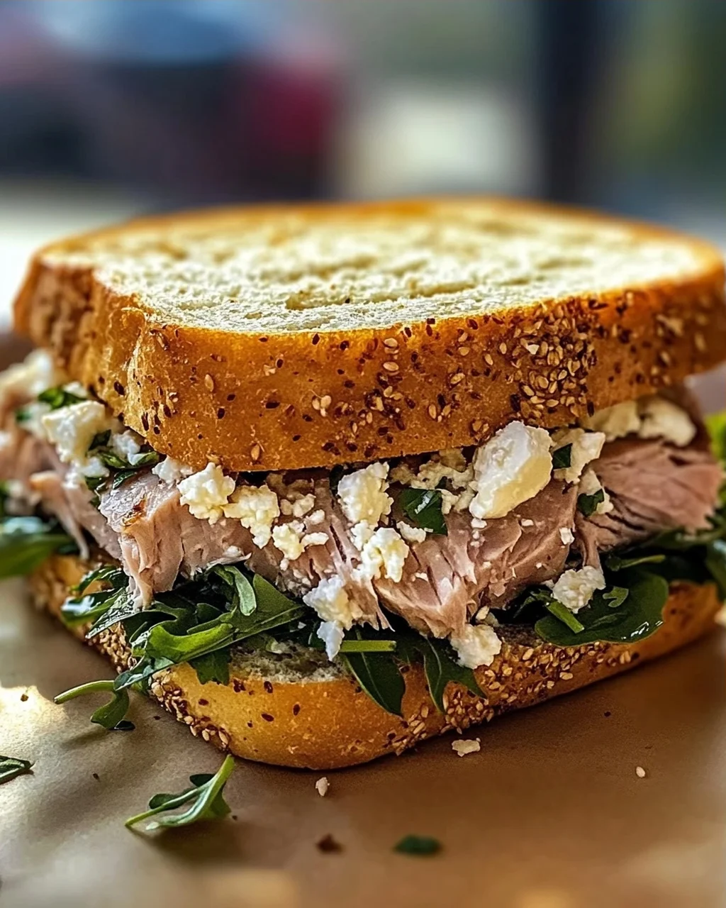 Gegrilltes Thunfisch-Sandwich mit Feta