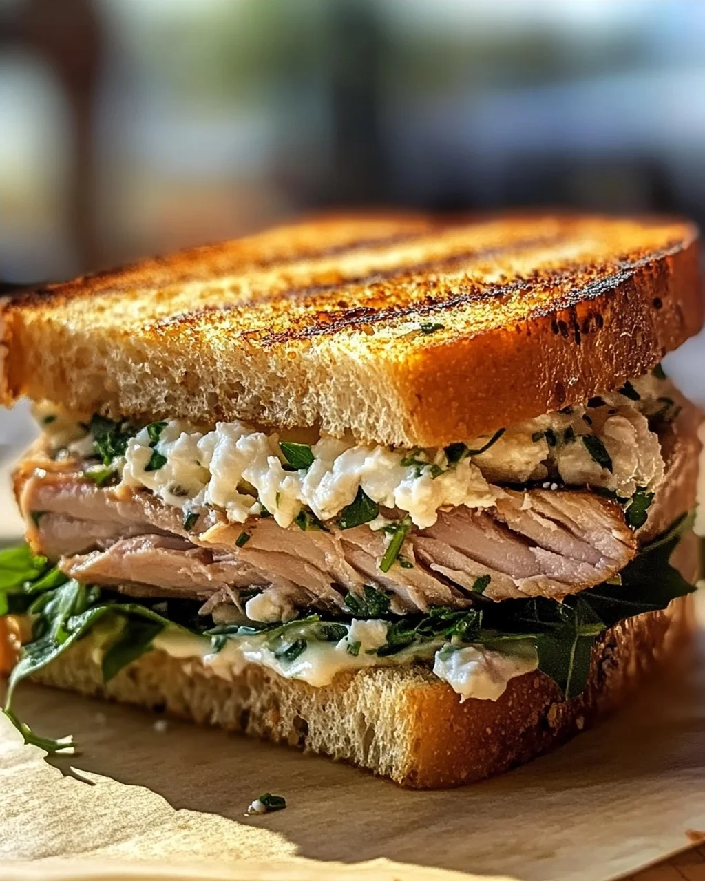 Gegrilltes Thunfisch-Sandwich mit Feta