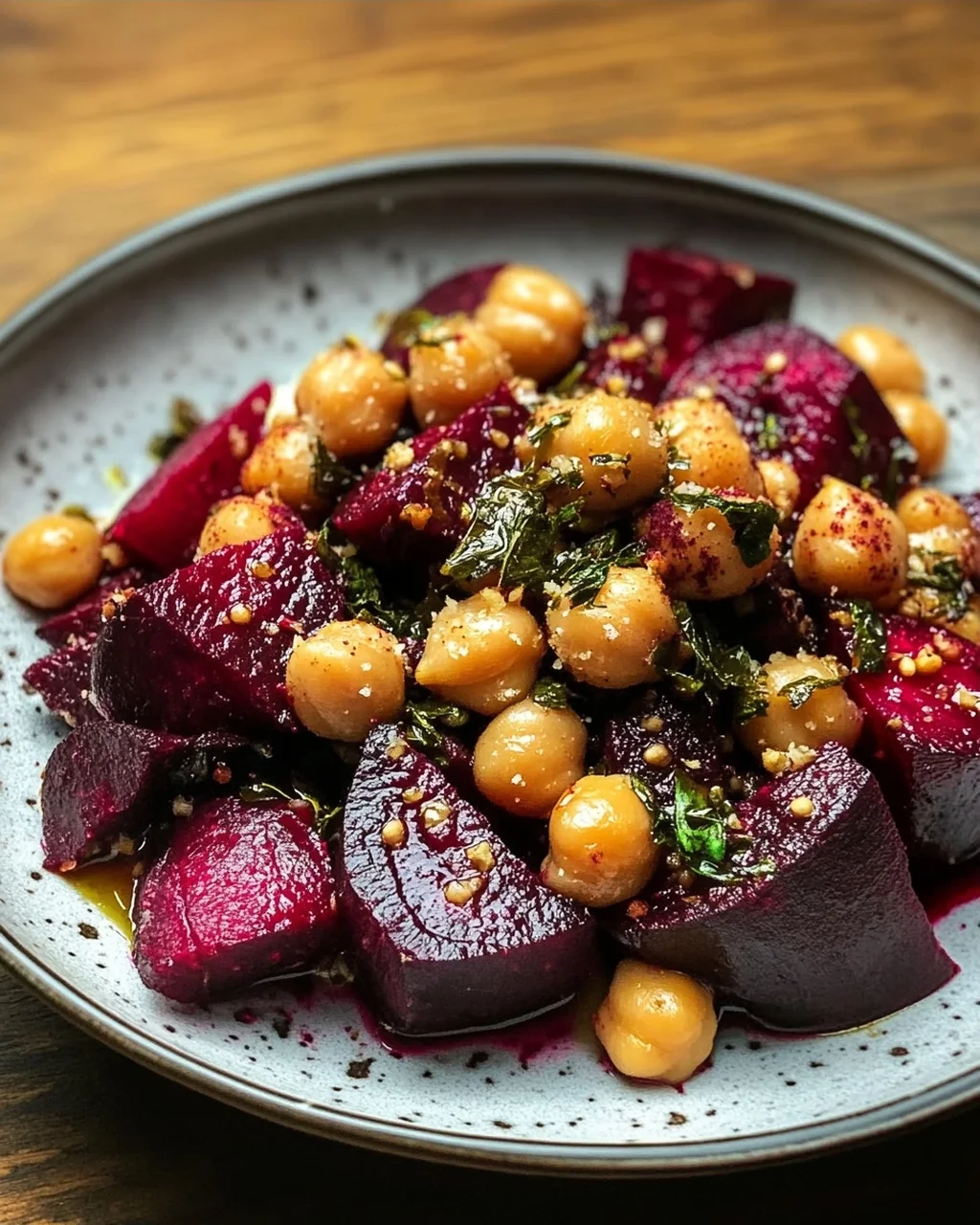 Geröstete Rote Bete mit Knoblauch & Kichererbsen