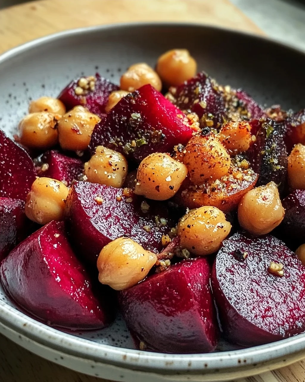 Geröstete Rote Bete mit Knoblauch & Kichererbsen