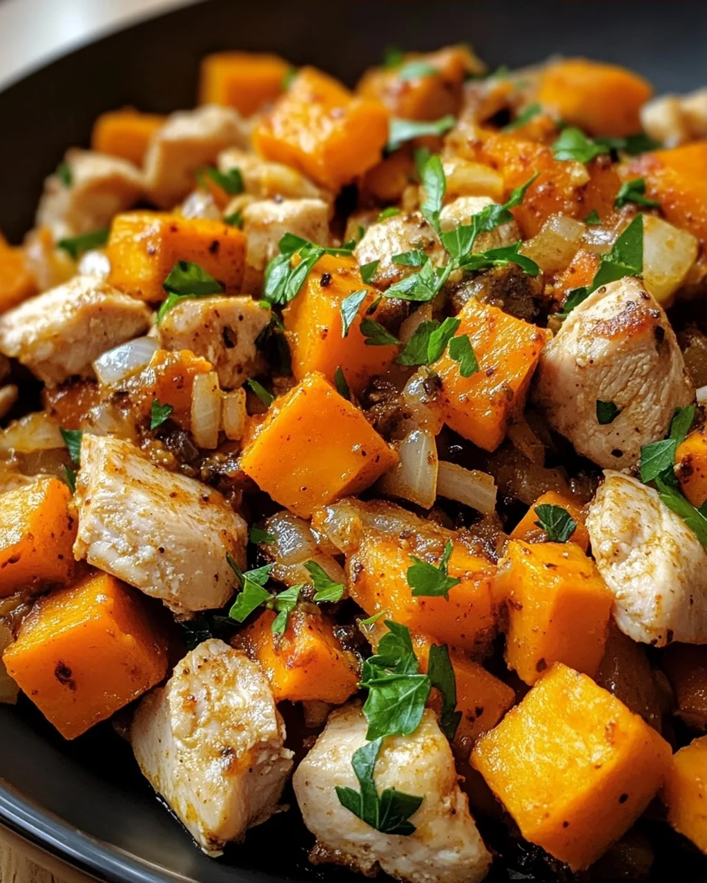Hackfleisch aus Huhn und Süßkartoffeln