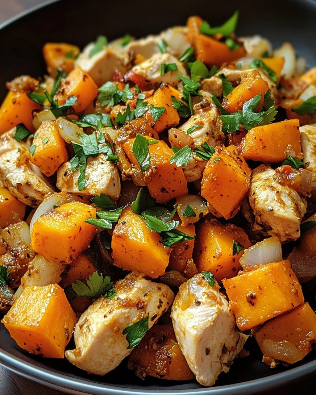 Hackfleisch aus Huhn und Süßkartoffeln