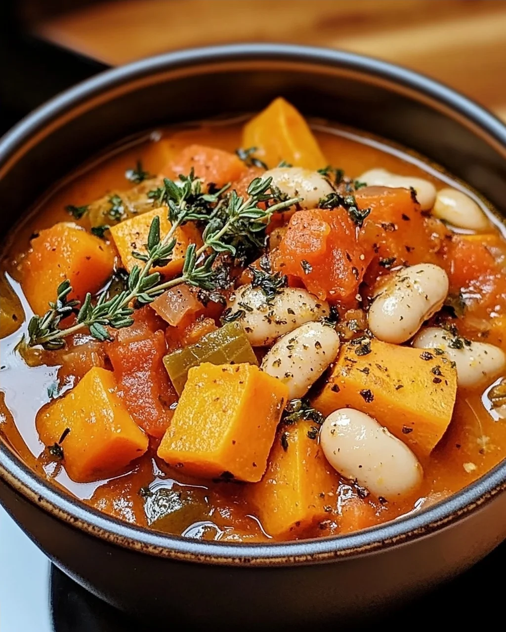 Herzhaftes veganes Süßkartoffel-Eintopf für kalte Tage