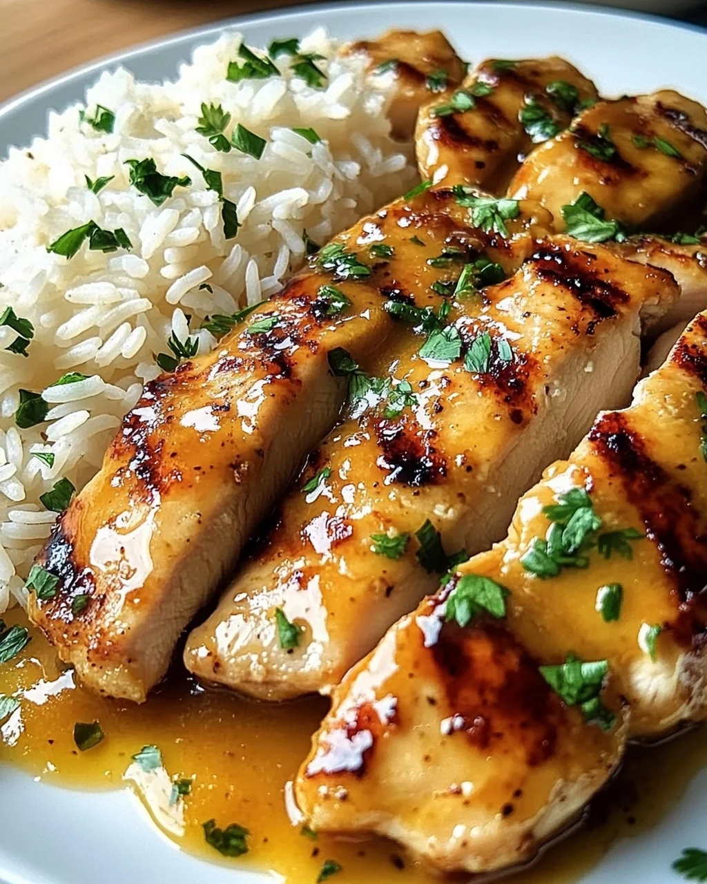 Honig Senf Hähnchen mit Reis