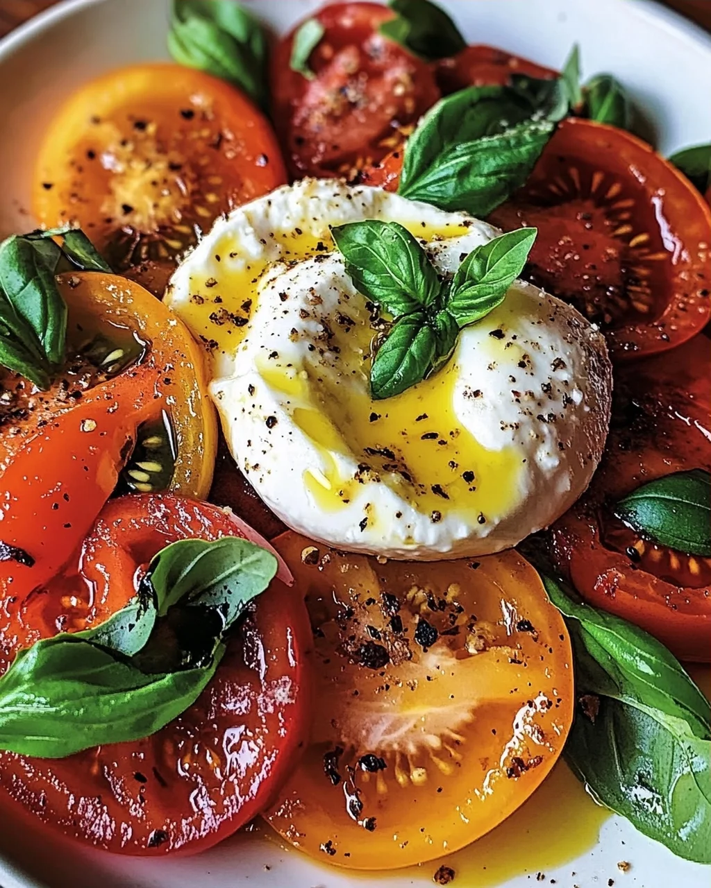 Italienischer Burrata-Caprese-Salat aus Heirloom-Tomaten