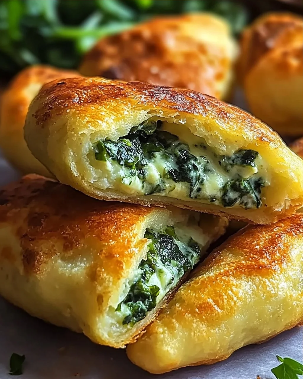 Kartoffeltaschen mit Spinat-Frischkäse-Füllung genießen!