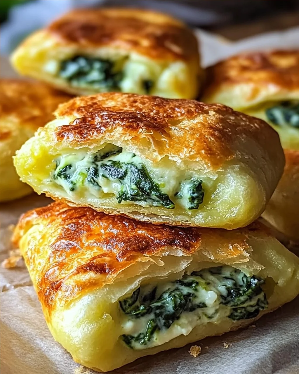 Kartoffeltaschen mit Spinat-Frischkäse-Füllung genießen!