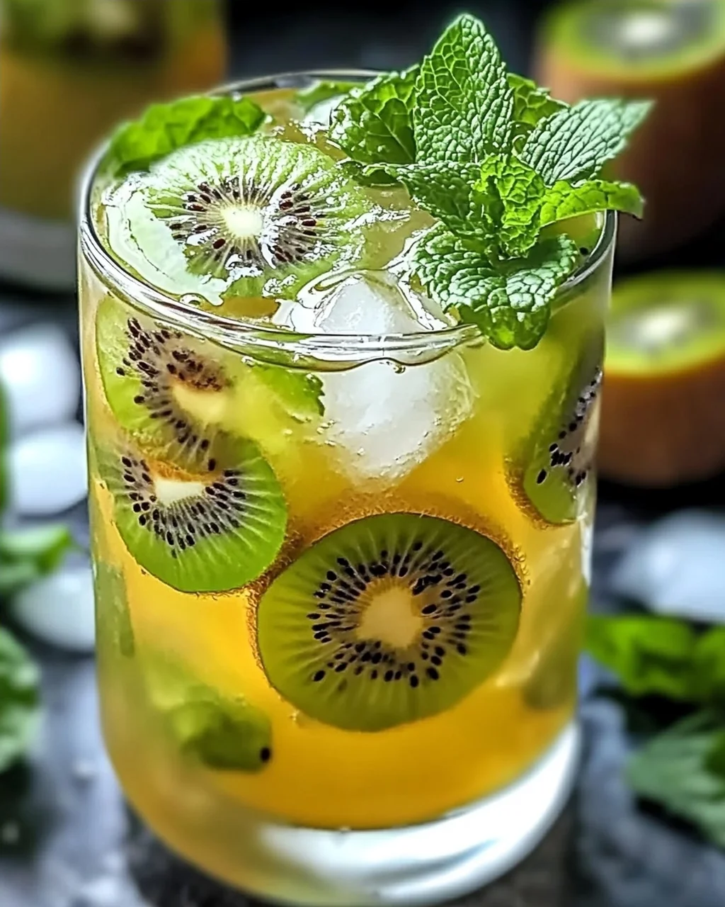 Kiwi-Minze-Eiskaffee grüner Tee: Erfrischender Genuss