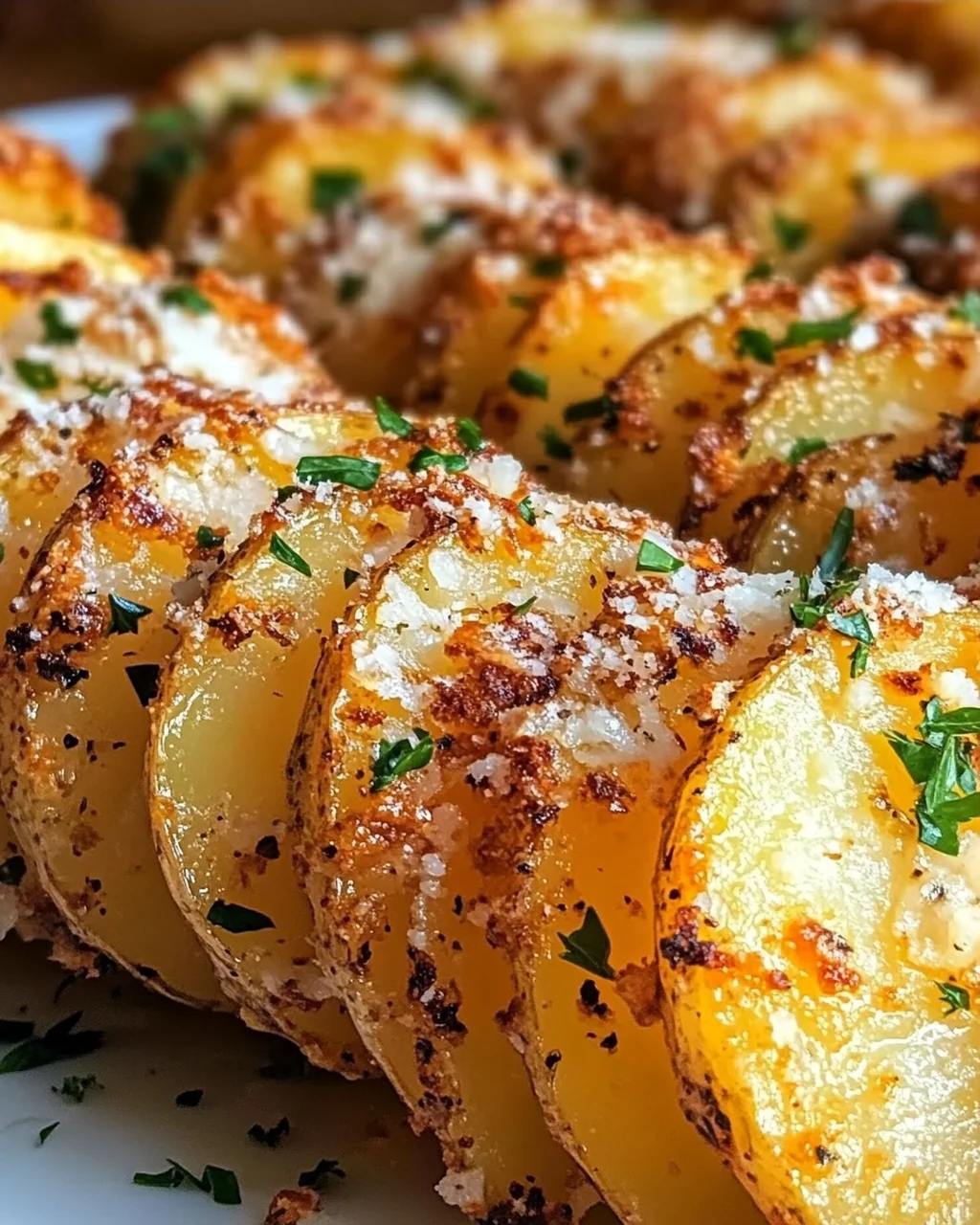 Knusprige Knoblauchbutter-Akkordeon-Kartoffeln genießen