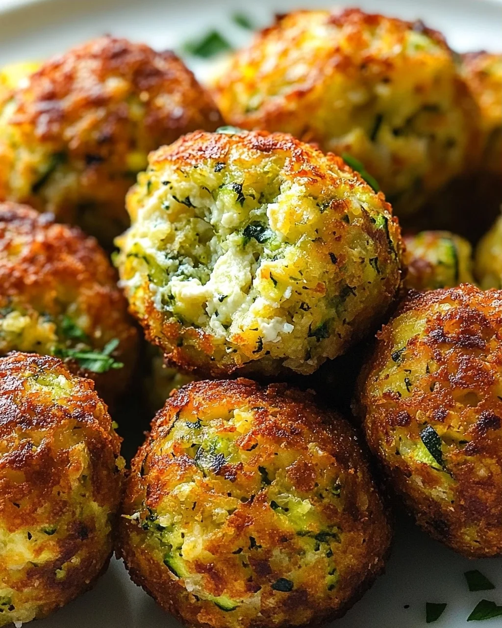 Knusprige Zucchini Feta Bällchen Aus Dem Ofen