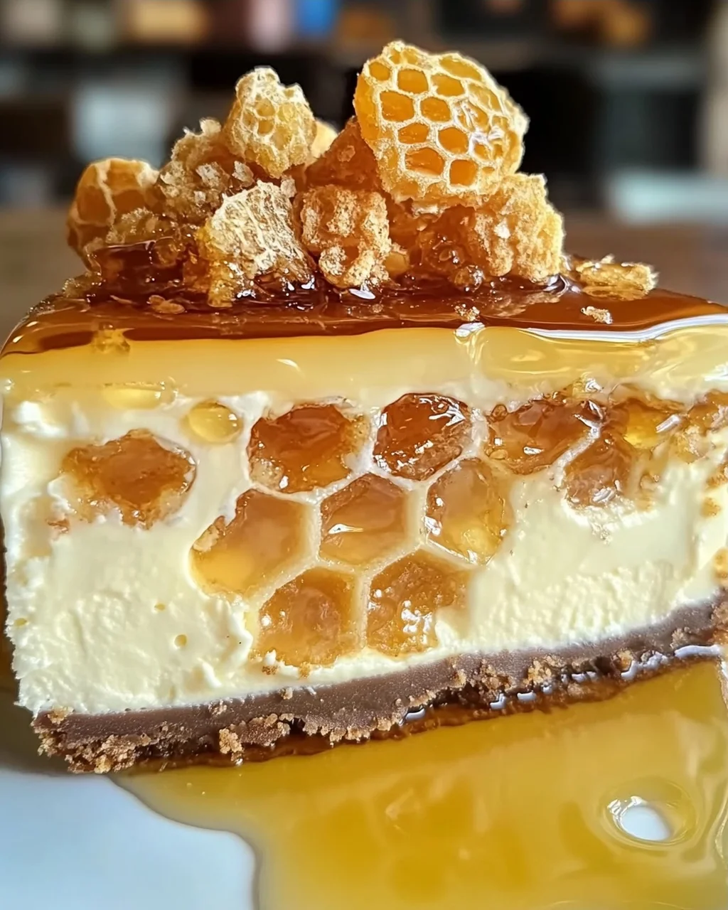 Knuspriger & Cremiger Honigwaben Käsekuchen Genuss