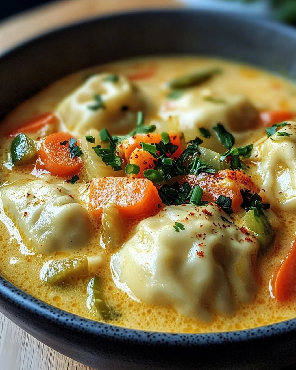 Kokos Curry Suppe mit Dumplings