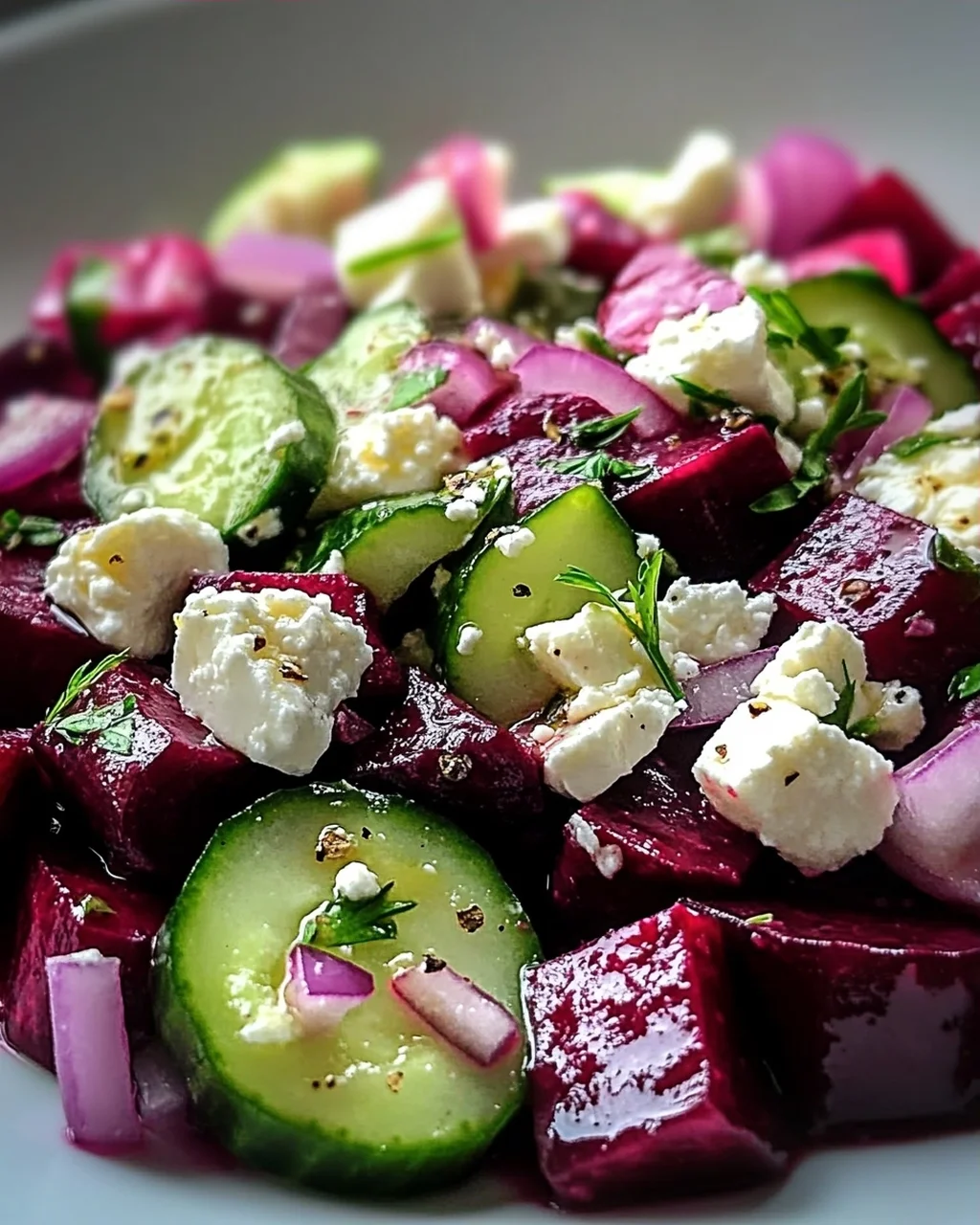 Leckerer Rote-Bete-Salat mit Feta und Gurken Rezept
