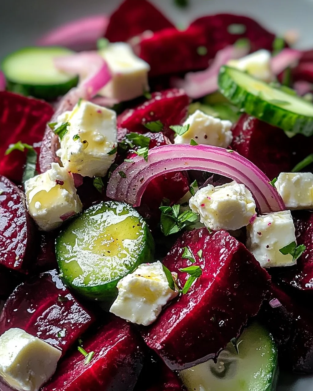 Leckerer Rote-Bete-Salat mit Feta und Gurken Rezept