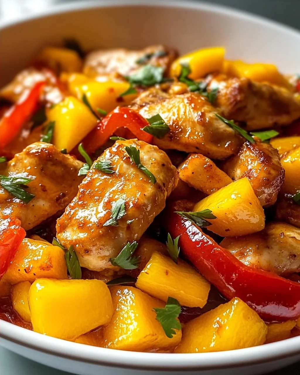 Mango Chicken mit süßer Paprika-Pracht