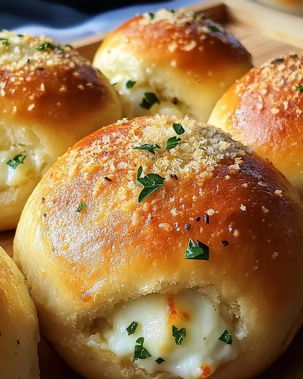 Megalecker Knoblauch Brötchen gefüllt mit Mozzarella Käse Rezept