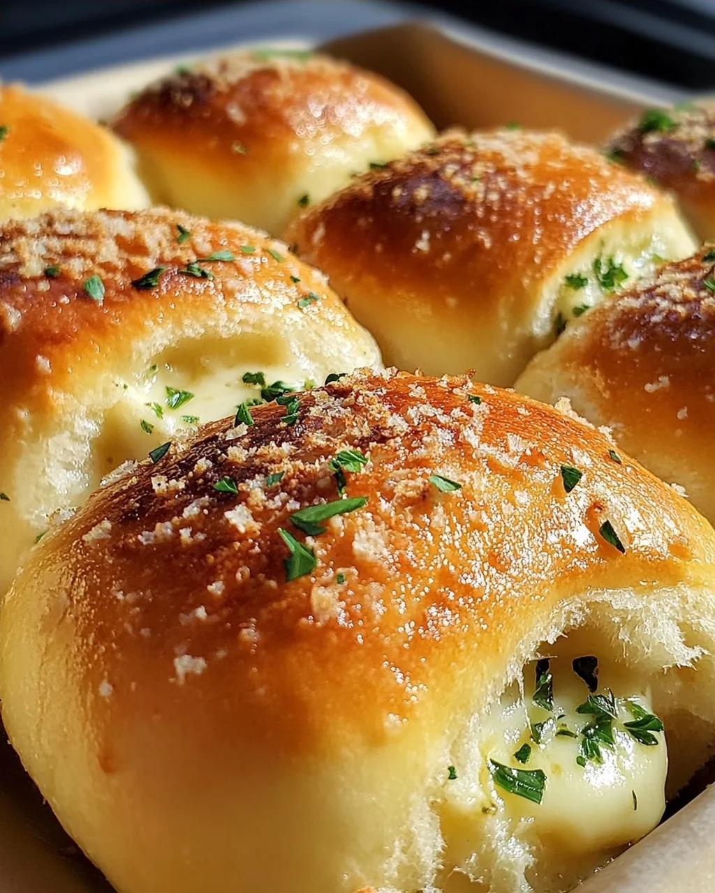Megalecker Knoblauch Brötchen gefüllt mit Mozzarella Käse Rezept