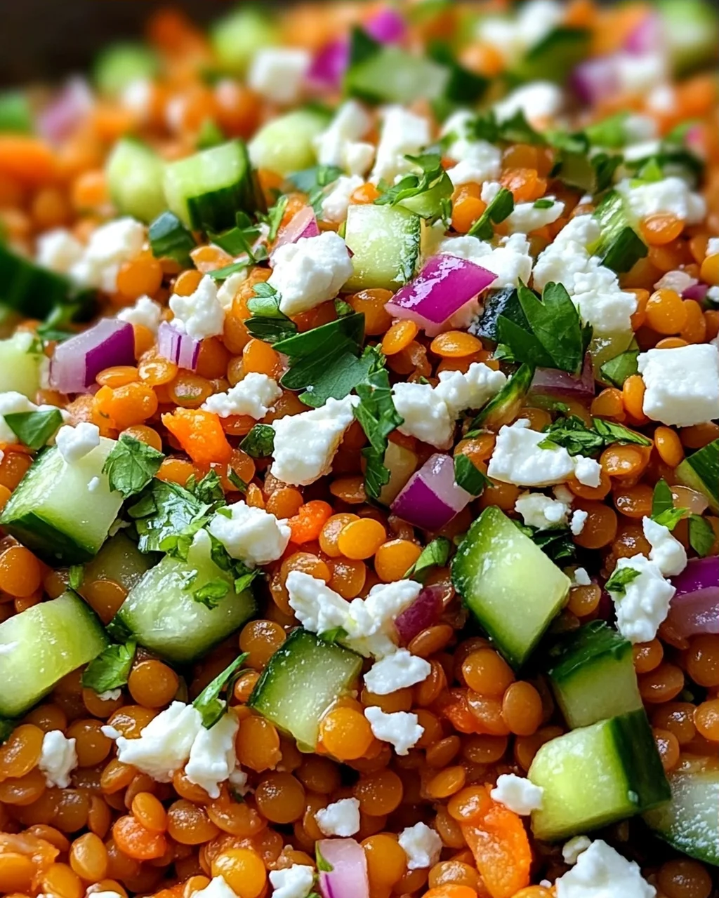 Orientalischer Rote Linsensalat mit Feta einfach genießen!