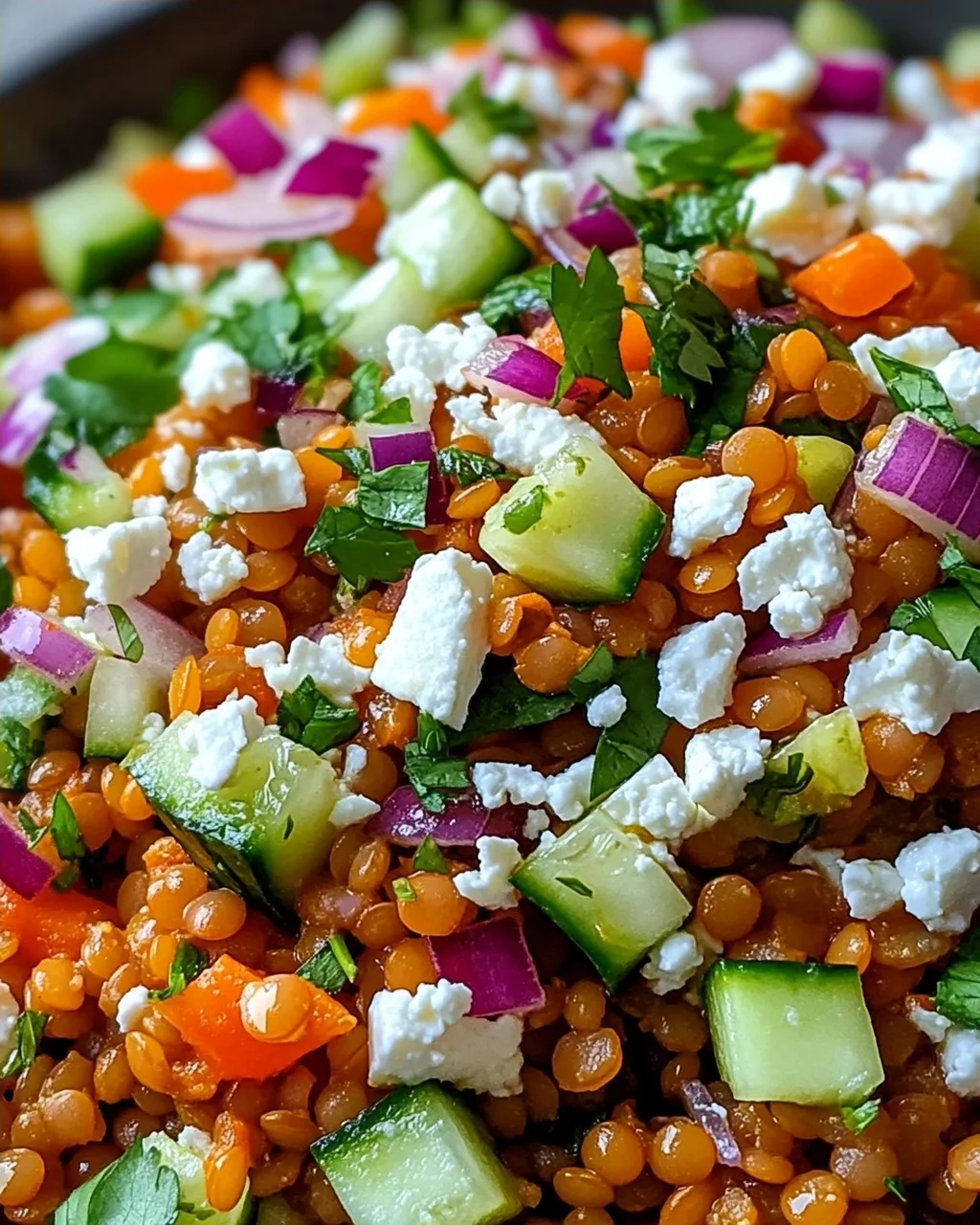 Orientalischer Rote Linsensalat mit Feta einfach genießen!