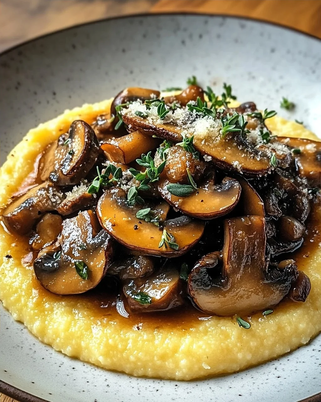 Pilzragout auf Parmesan-Polenta