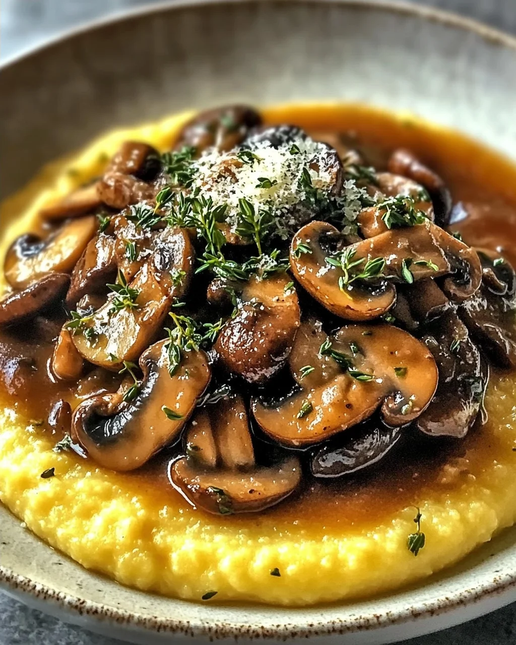 Pilzragout mit Parmesan-Polenta zum Verlieben