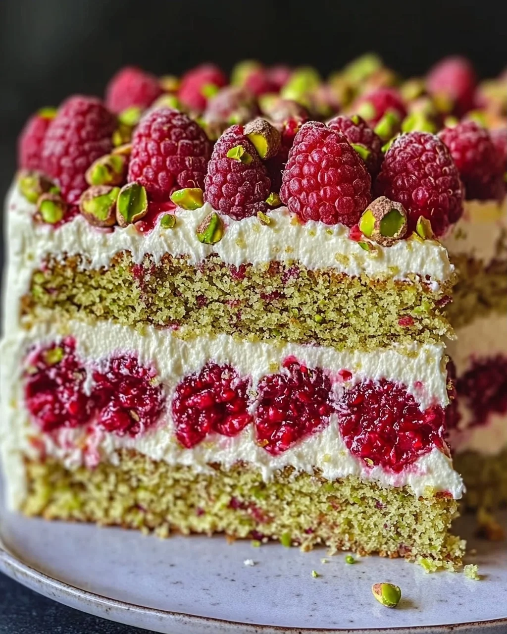Pistazien-Himbeer-Torte mit Mascarpone-Creme