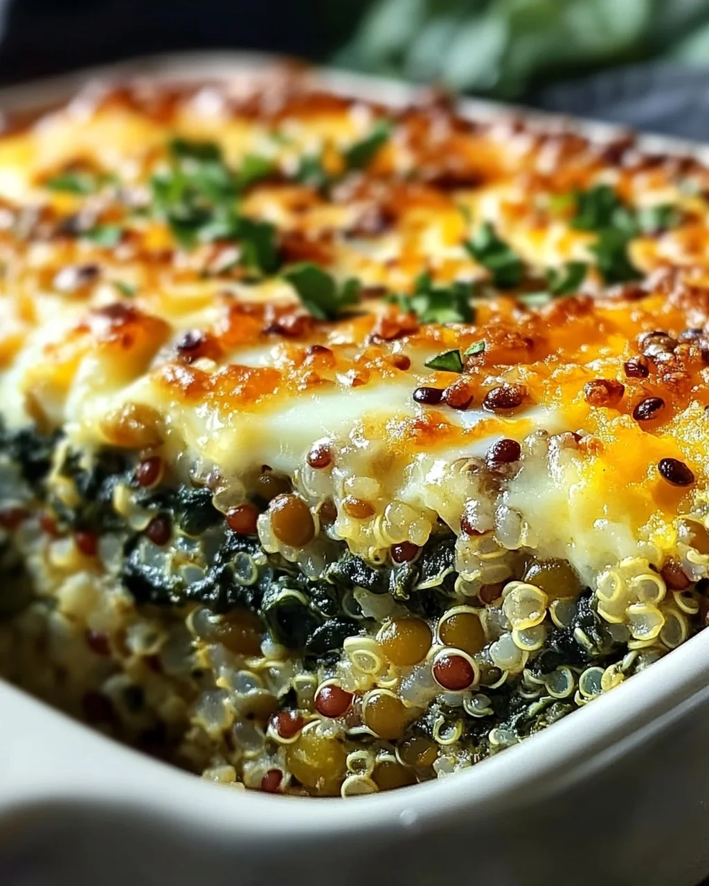 Quinoa Linsen Spinat Auflauf