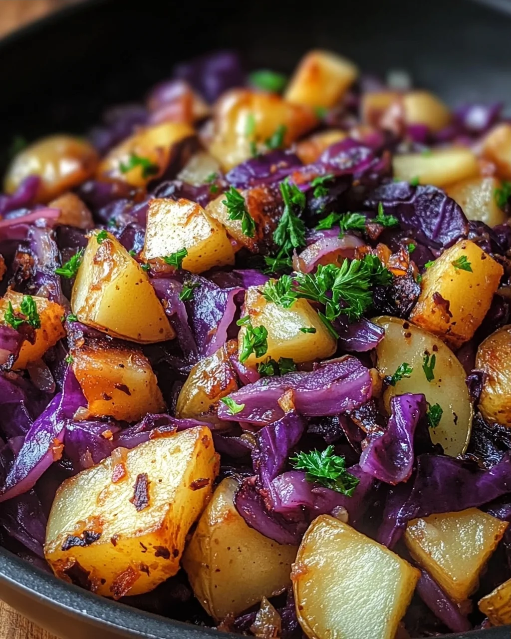 Rotkohl Pfanne mit Kartoffeln