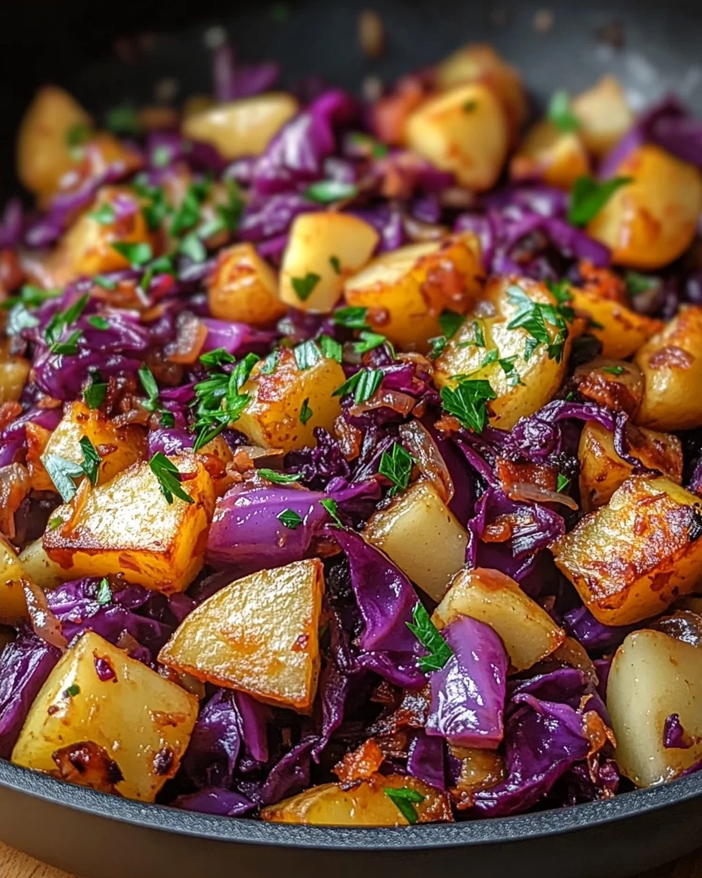 Rotkohl Pfanne mit Kartoffeln