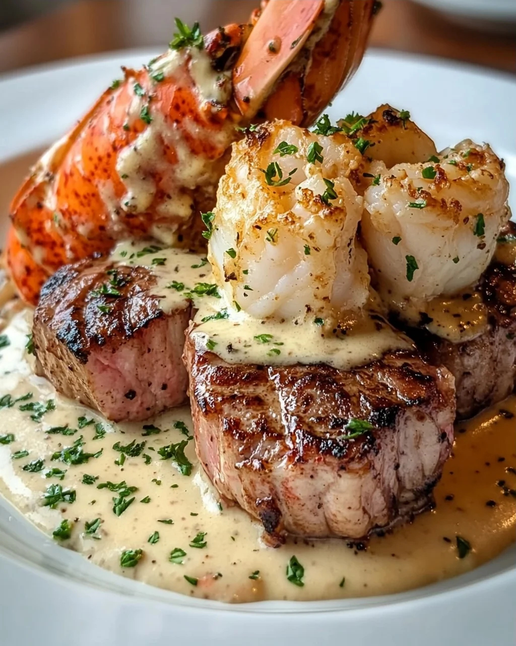 Surf & Turf mit cremiger Knoblauchsauce: Exklusiver Genuss