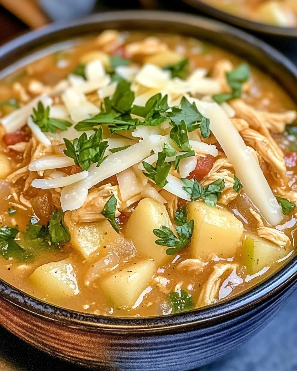 Weißer Cheddar Apfel Hähnchen Chili für den Herbst